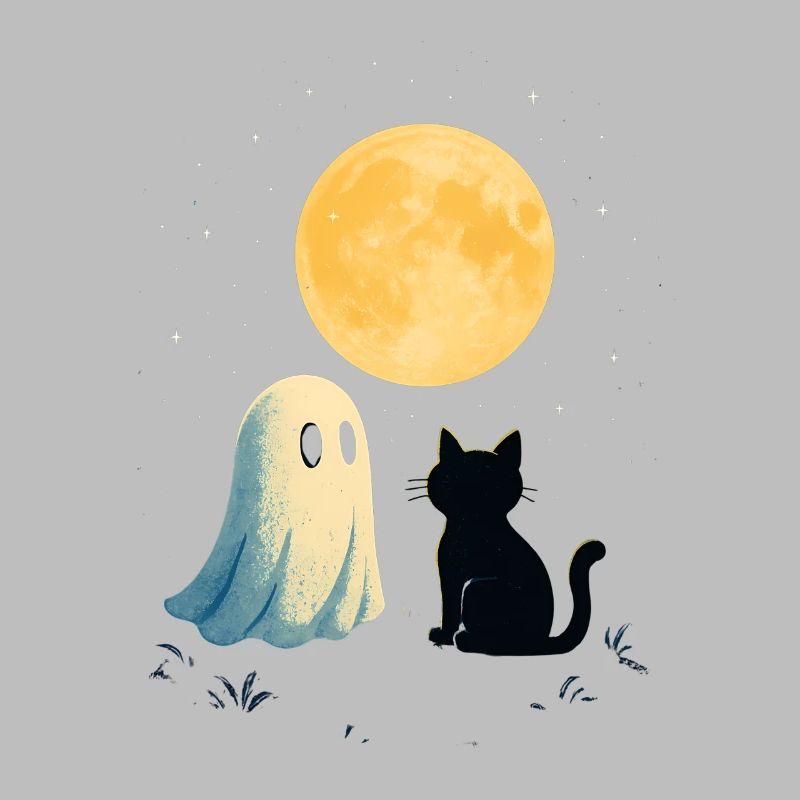 Moonlit Night Ghosts Cat