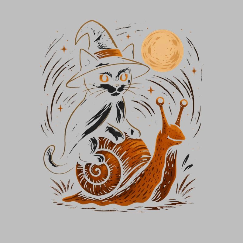 Moonlight cat on snail