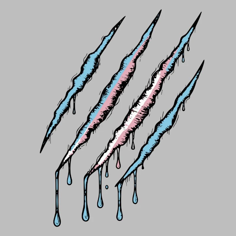 Transgender Pride Claw - Trans Flag Scratch Trace