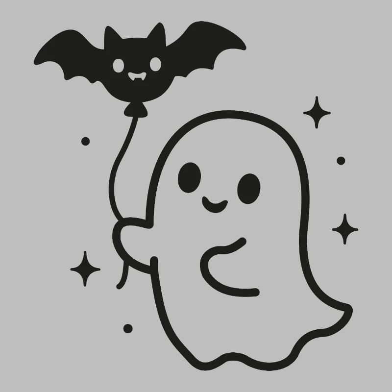 Ghost with Bat – Halloween Motif