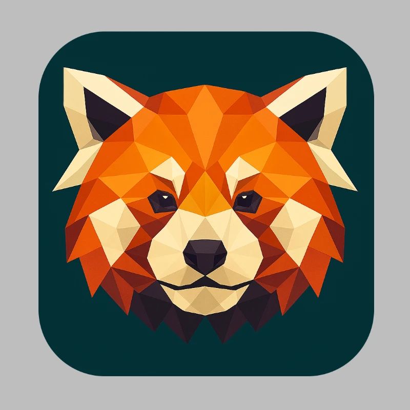 Tête de Panda Rouge Low Poly