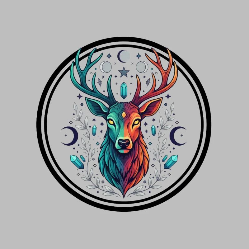 Rainbow Deer Crystal Moon