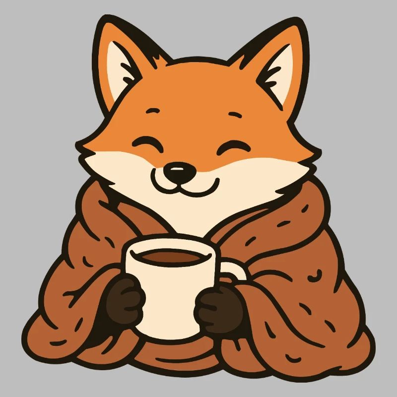 Cuddly fox with mug