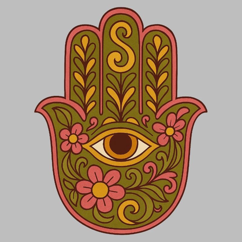Hamsa oeil Floral Boho Artwork