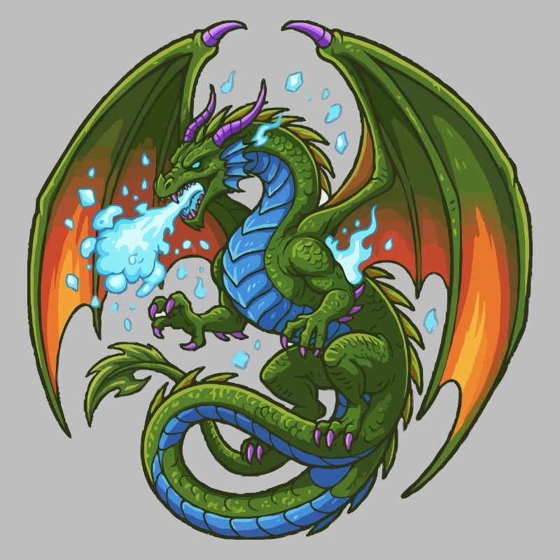 Bleu Vert Dragon Cracheur de Glace