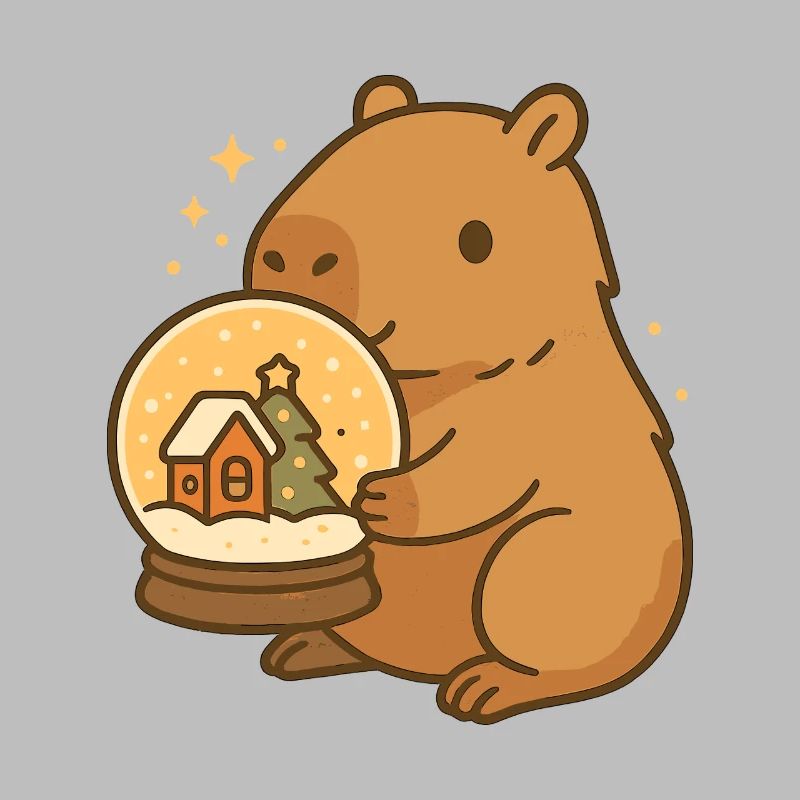 ✨ Capybara with Snow Globe – Christmas Magic