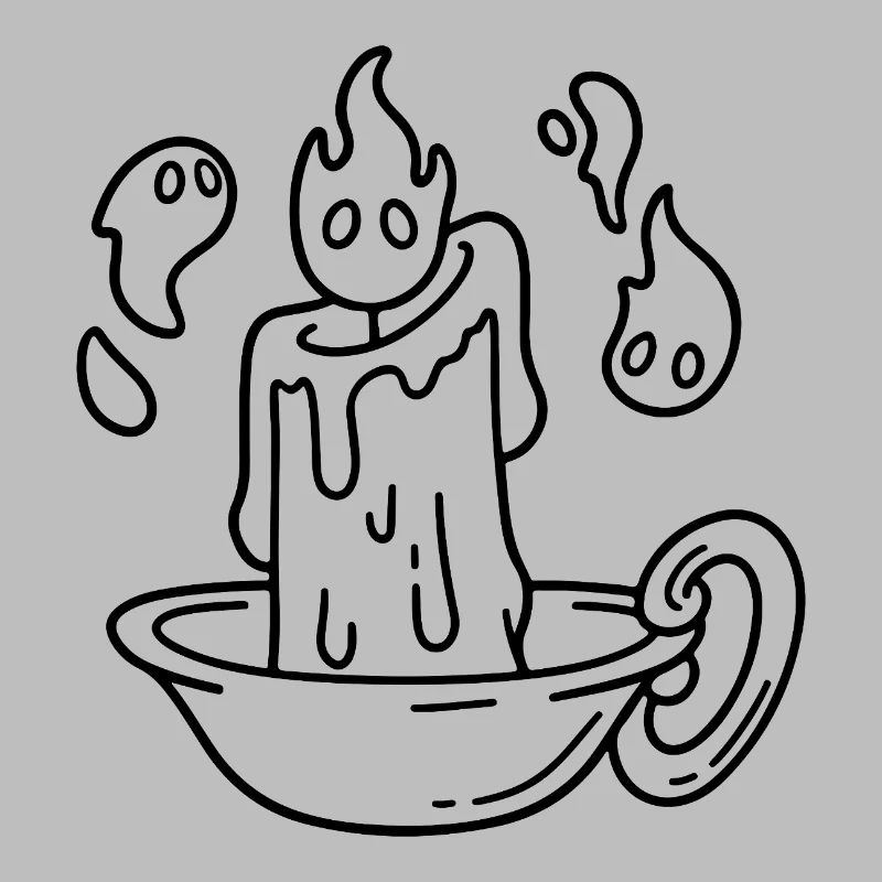 Candle sketch – warm light in a classic bowl