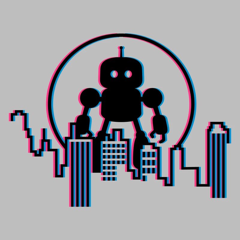 Robot City Skyline – 3D Sci-Fi Future Design