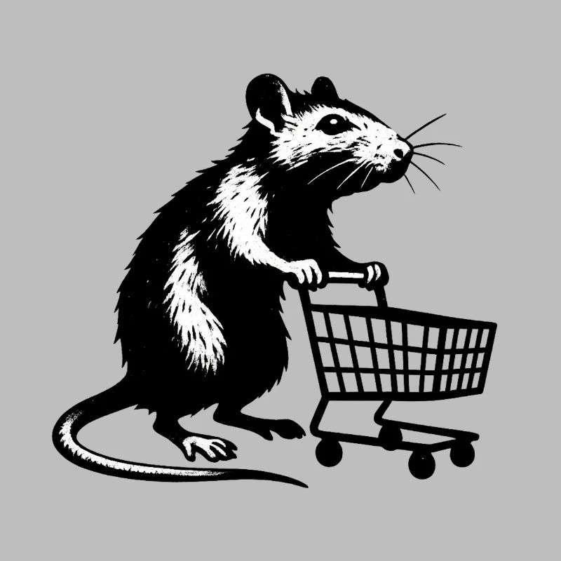 Ratte mit Einkaufswagen