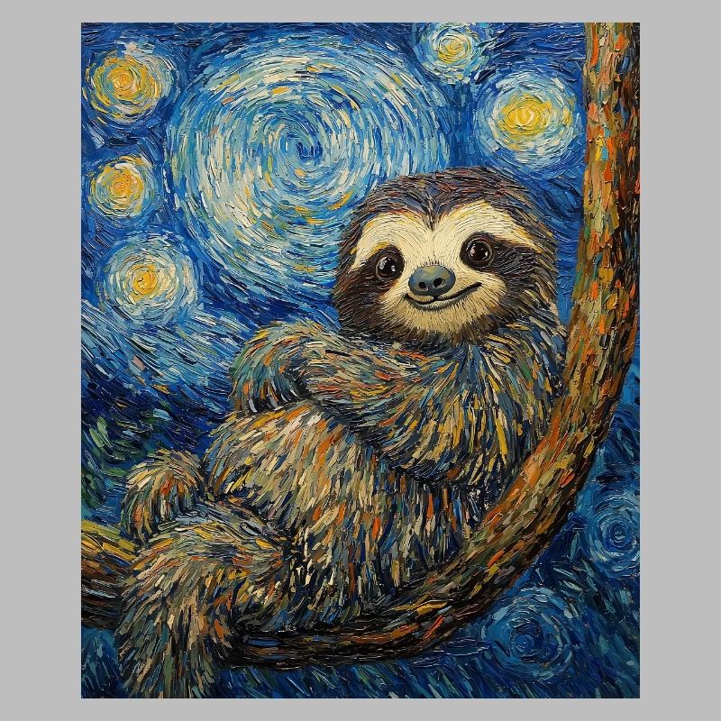 Faultier Van Gogh Style Starry Night