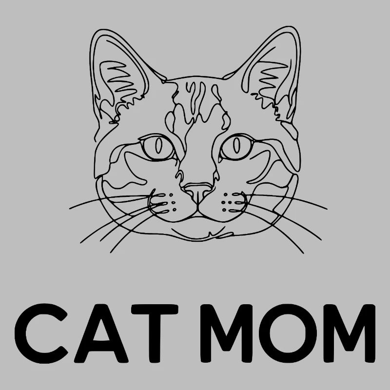 Maman chat – Dessin au trait de chat minimaliste
