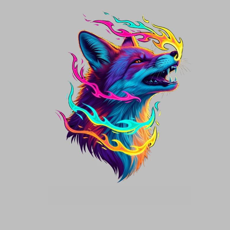 Neon Wolf Flame Spell