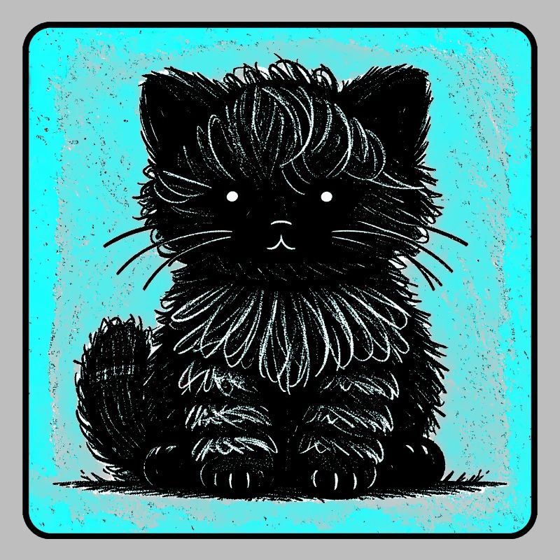 Fuzzy cat (cyan)