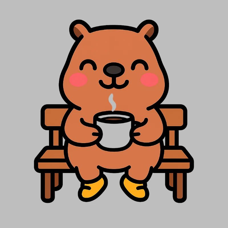 Capybara on a coffee bench