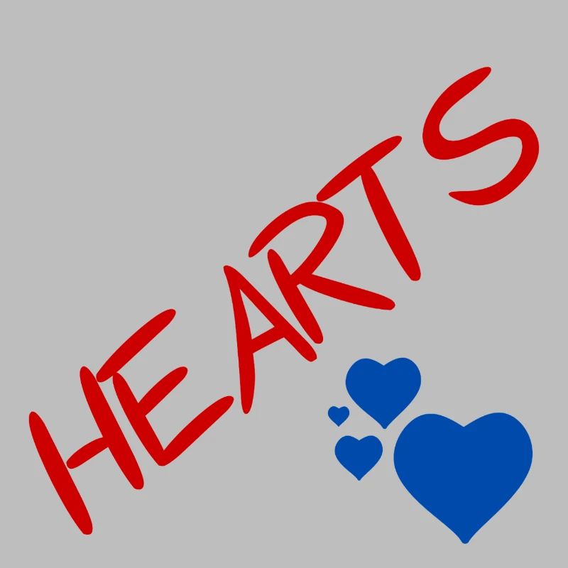 Coeurs bleus et lettres rouges