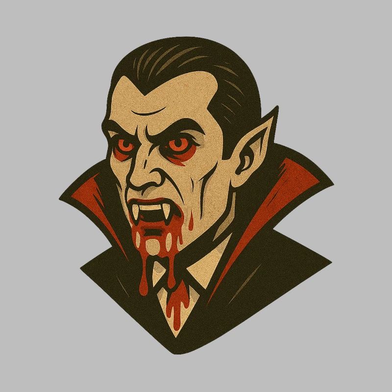 Vampire Dracula Illustration Retro Style Halloween