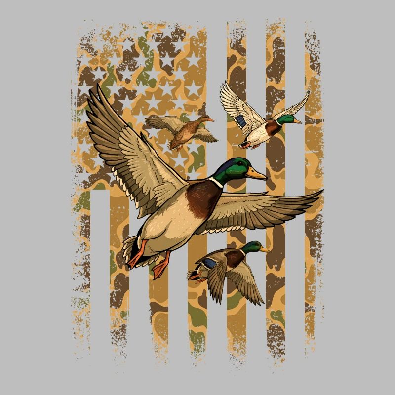 Ducks With Camo US Flag Waterfowl Pride