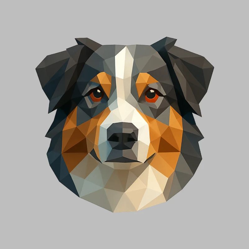 Cute Australian Shepherd – Polygon Dog Design