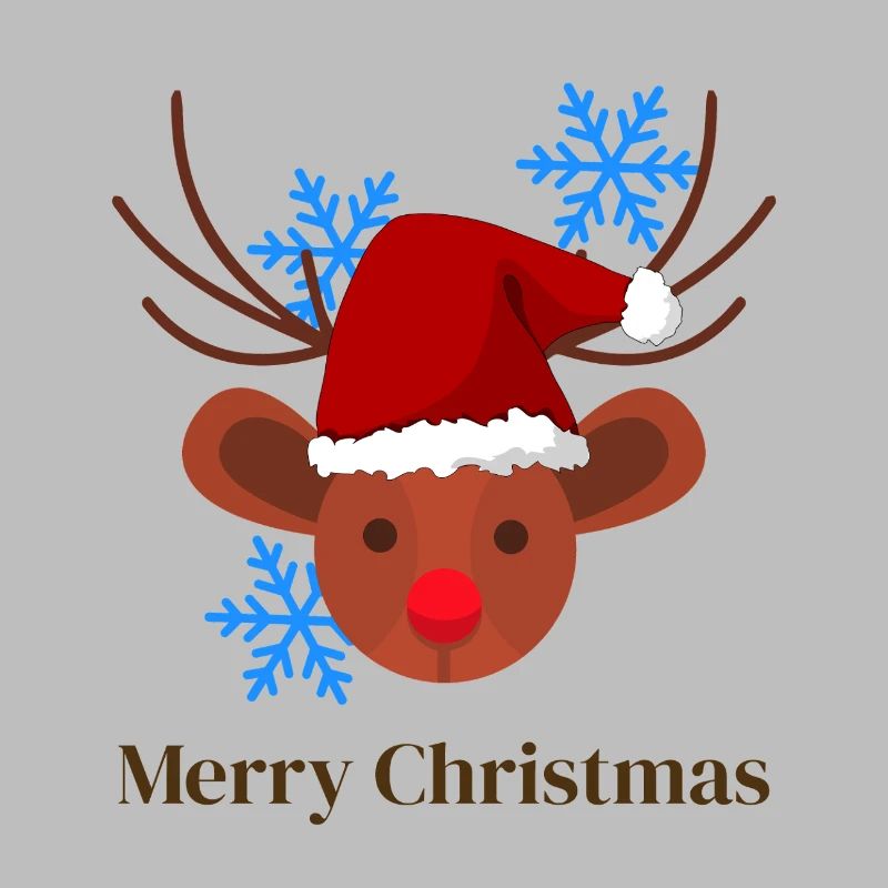 Rudolph mit Santa Hut und Schneeflocken