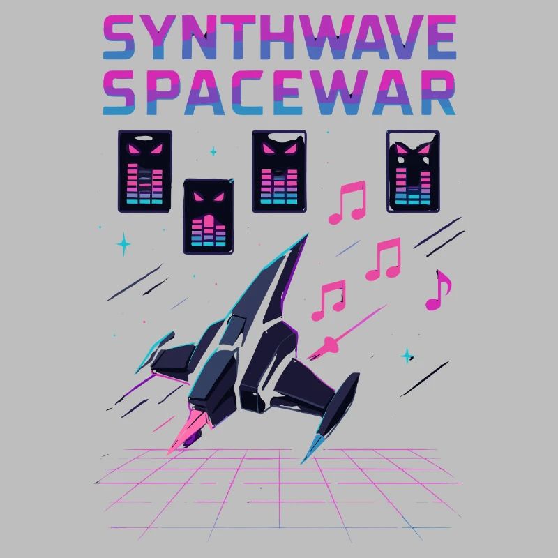 SYNTHWAVE SPACEWAR Retro Neon 80s Spaceship