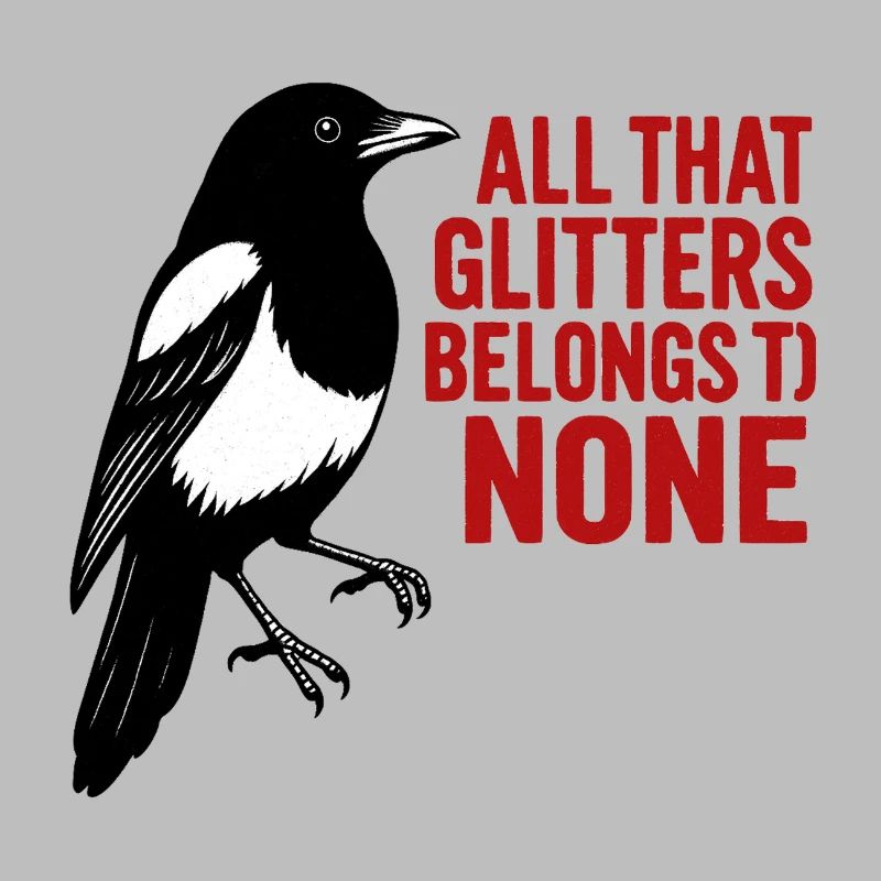 Crow and red glitter saying