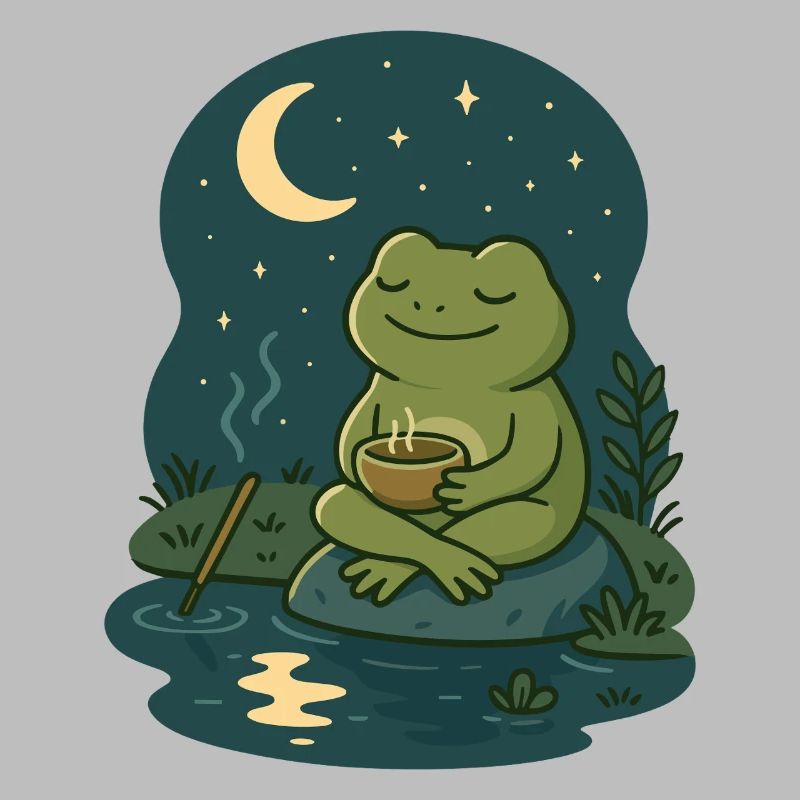 Frosch bei Mondschein – Achtsam & Cozy