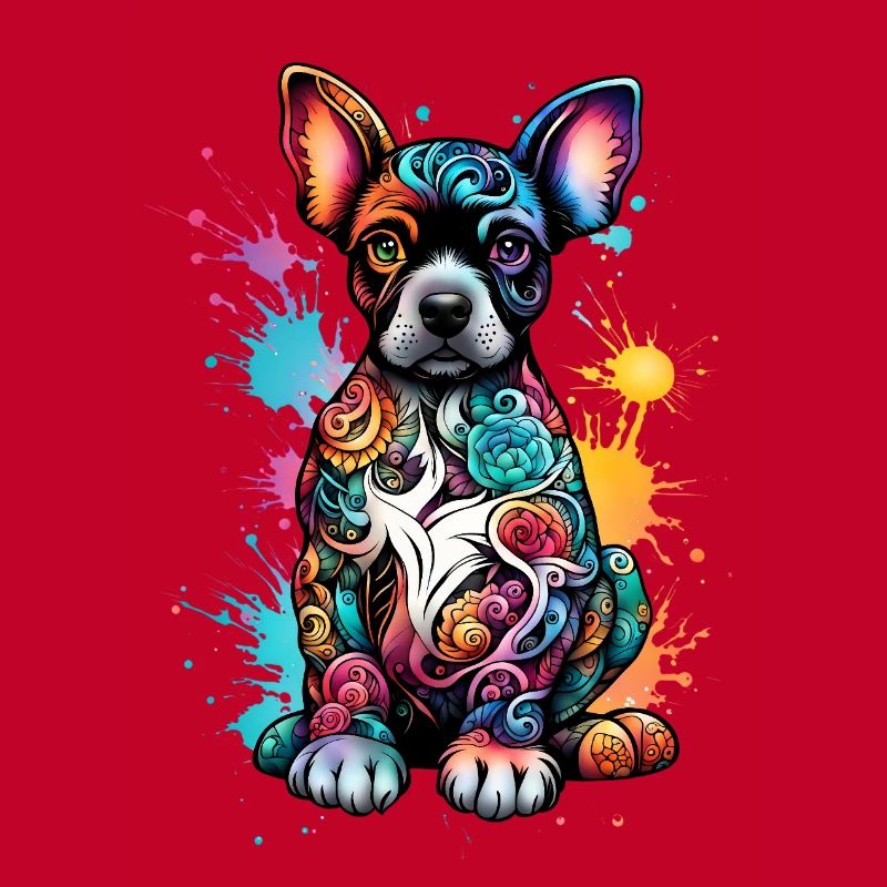 Chien coloré avec éclaboussure de peinture
