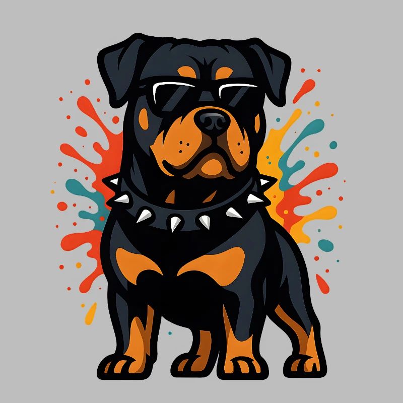 Rottweiler Hund mit Farbexplosion