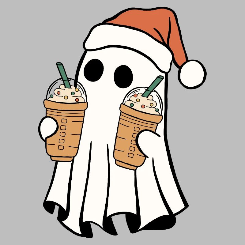 Merry Christmas Ghost Bubble Tea Santa Hat