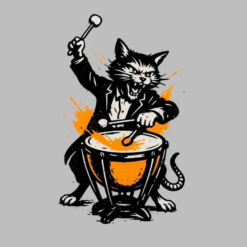 Héros de tambour de ruban de chat dans le style de la bande dessinée