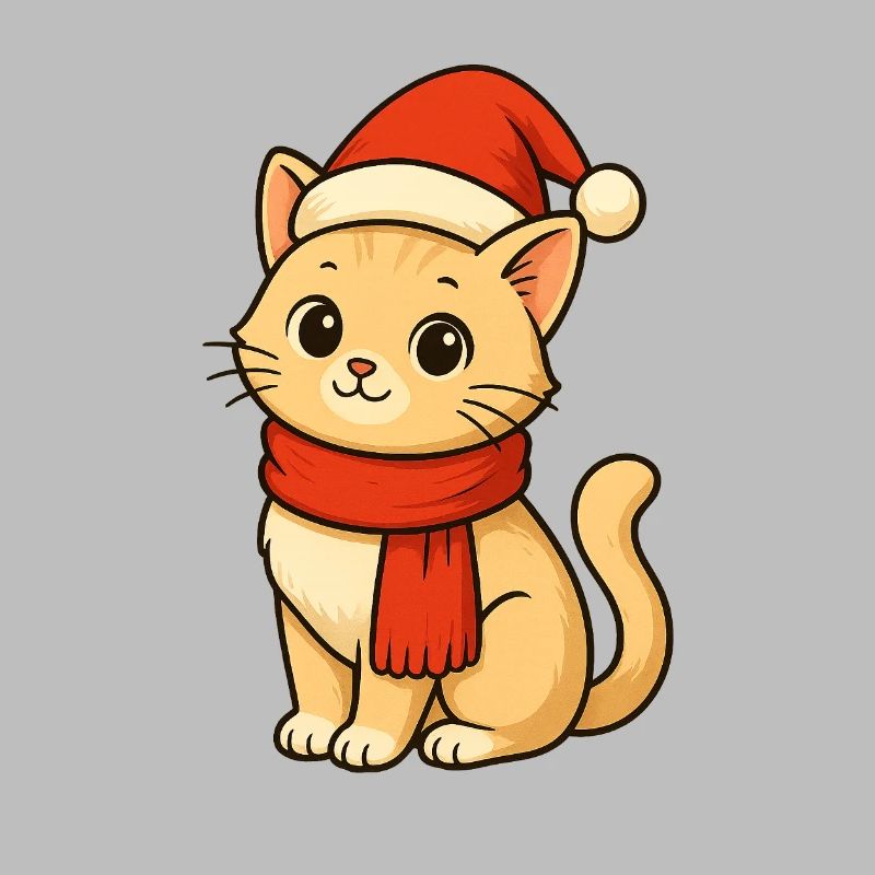 Winterkatze mit Santa Hut