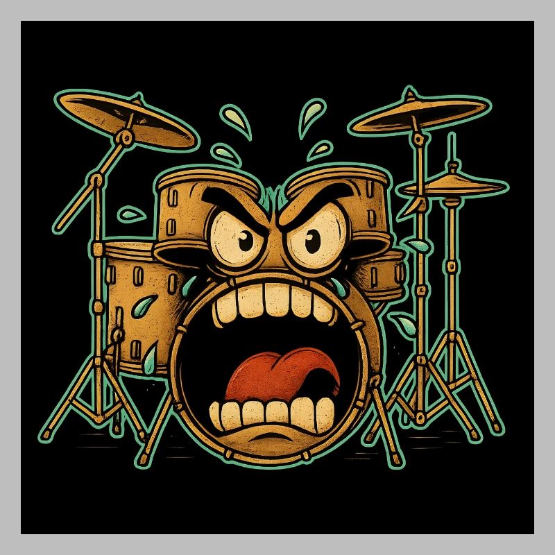 Wütendes Drumset Cartoon