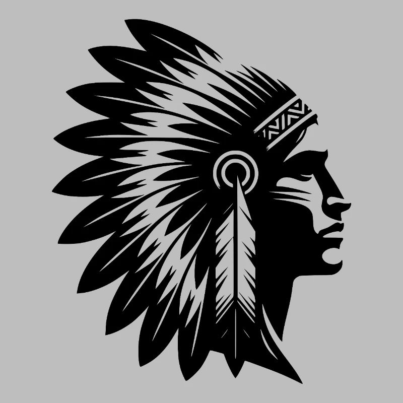 Stolzer Krieger Gesicht mit prächtigem Kopfschmuck