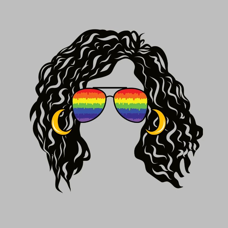 Regenbogenschattierungen Lockiges Afro-Mädchen-Haar Pride Retro