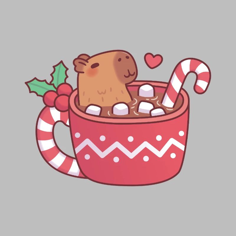 Un capybara mignon qui se détend dans un chocolat chaud avec un marshmall
