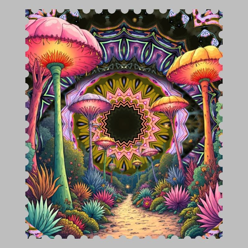 Psychedelischer Pilzpfad Mandala