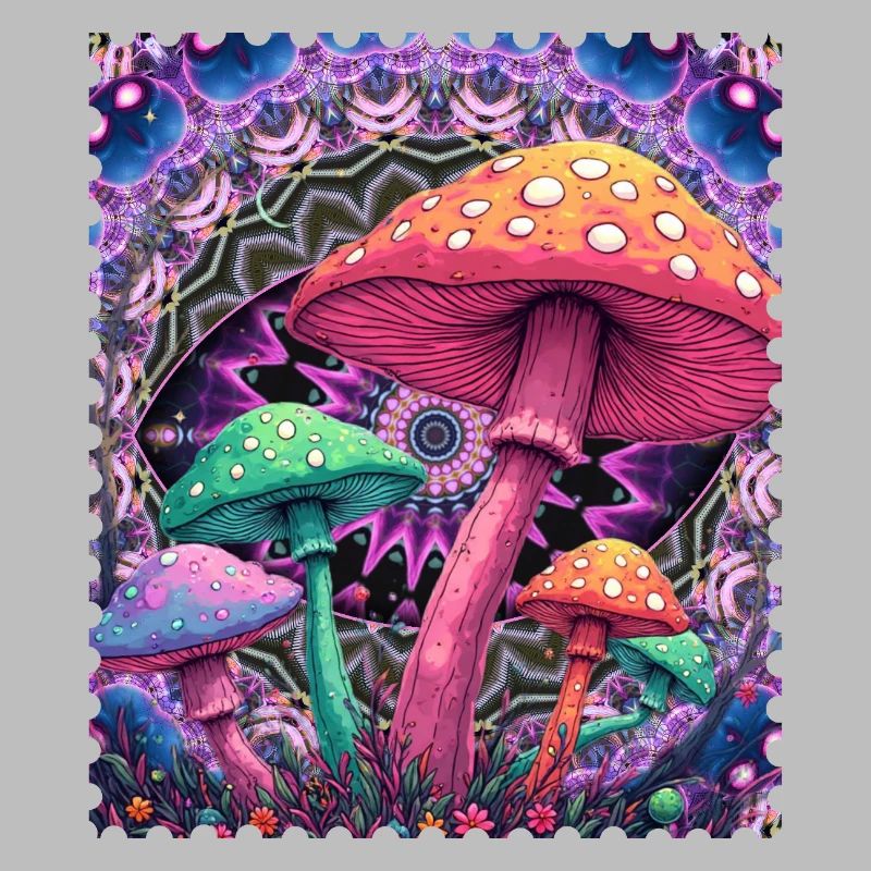 Psychedelische Pilz-Formen Neon