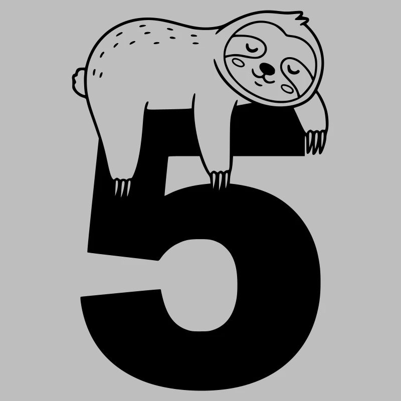 Sleeping sloth on the number five