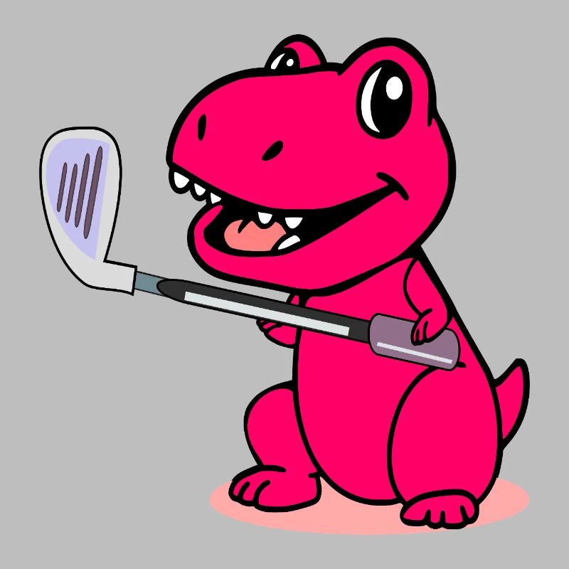 Cute Dinosaur - Kid Golf Player