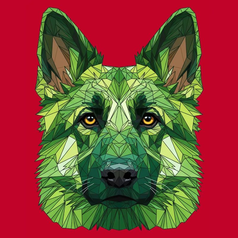 Green polygon wolf