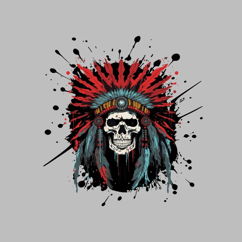 Schädel mit Federkrone – Tribal Design