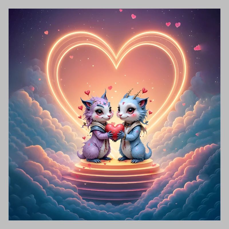 Neon Dragons in Love