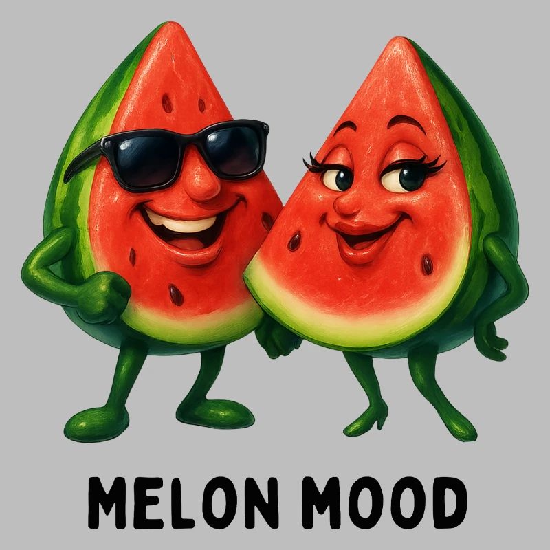 Humeur du melon : Duo pastèques heureux