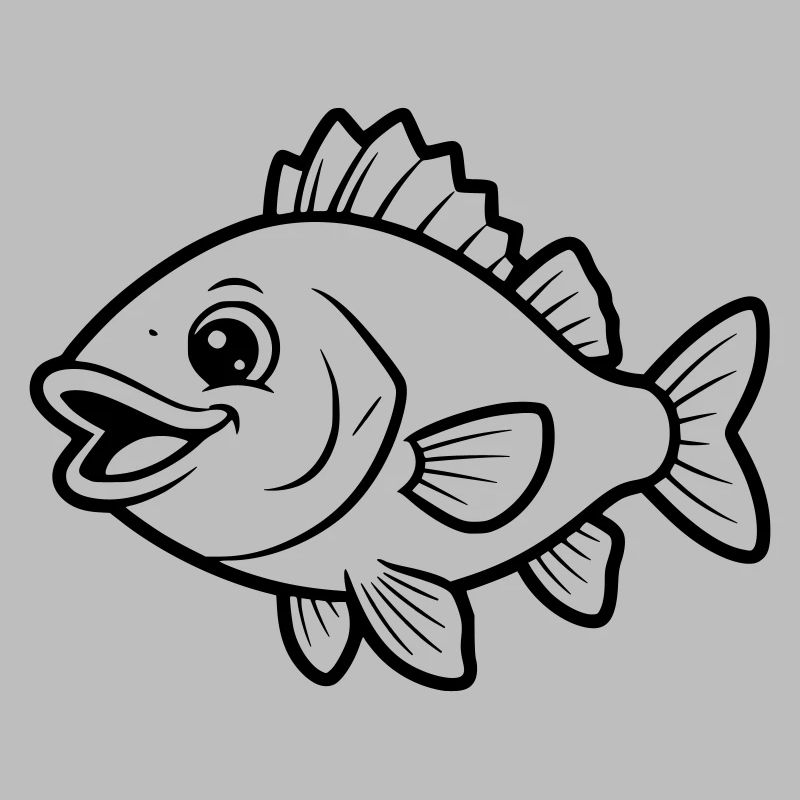 Cute Perch Fish Comic Coloring Page