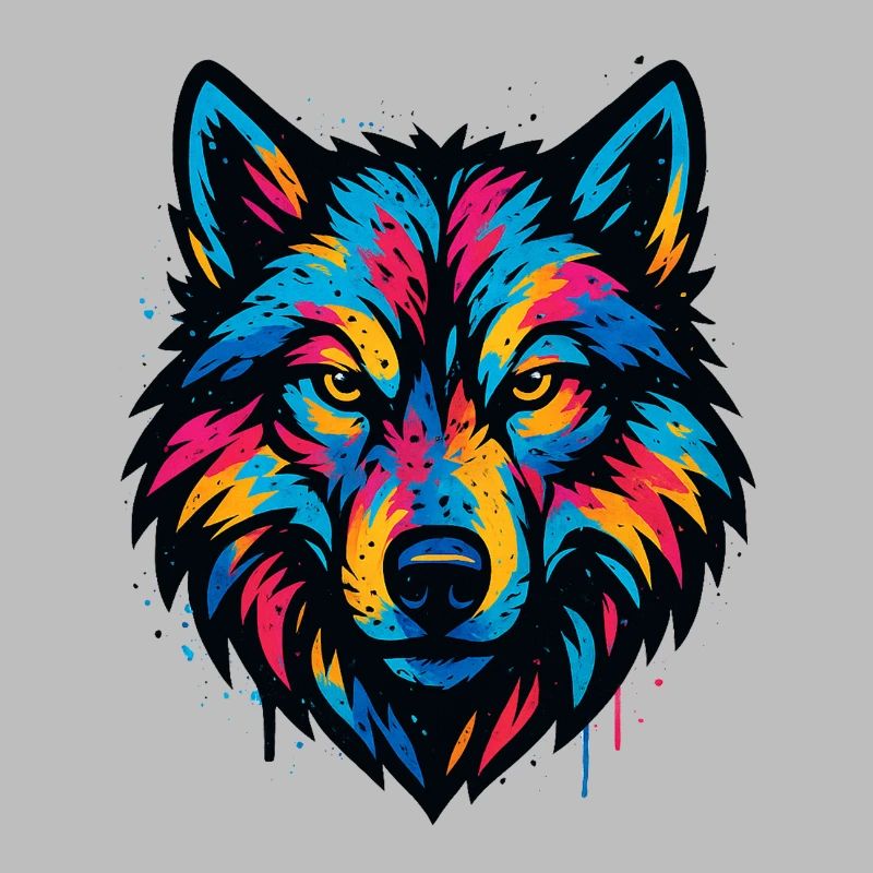 Art de tête de loup néon