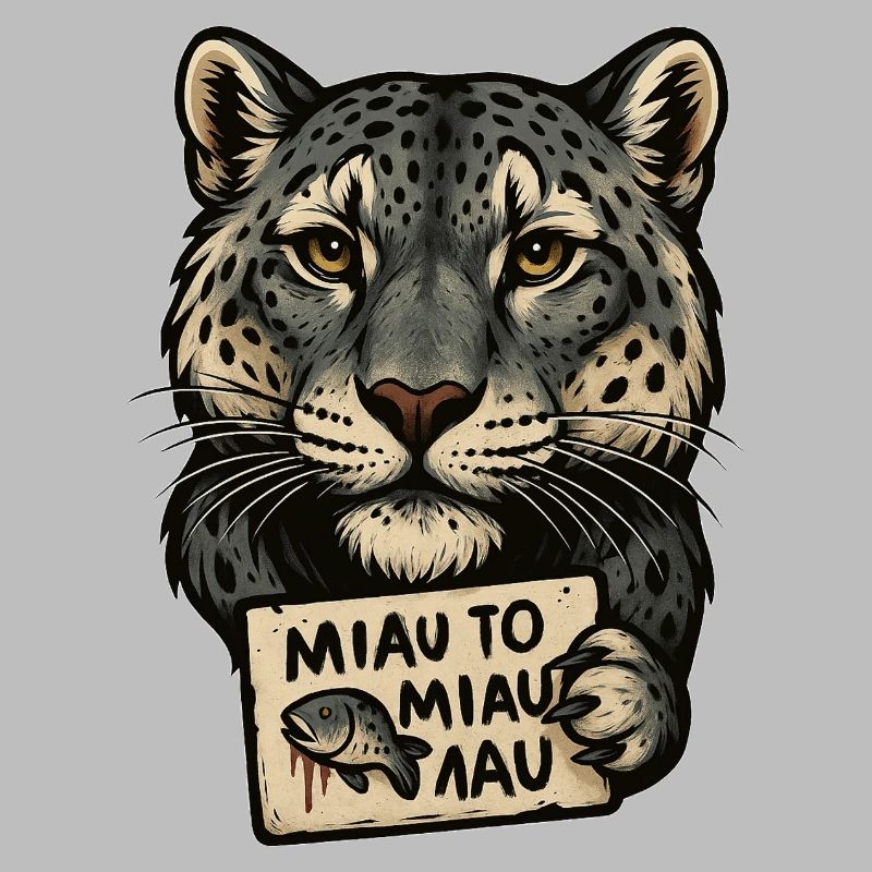 Leopard with Shield Meow Sign