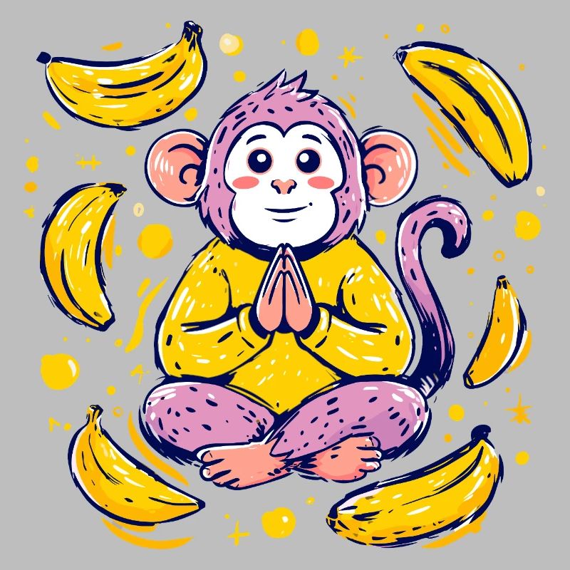 Meditating monkey with bananas