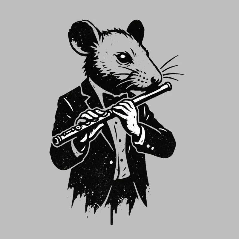 Rat in a suit plays flute