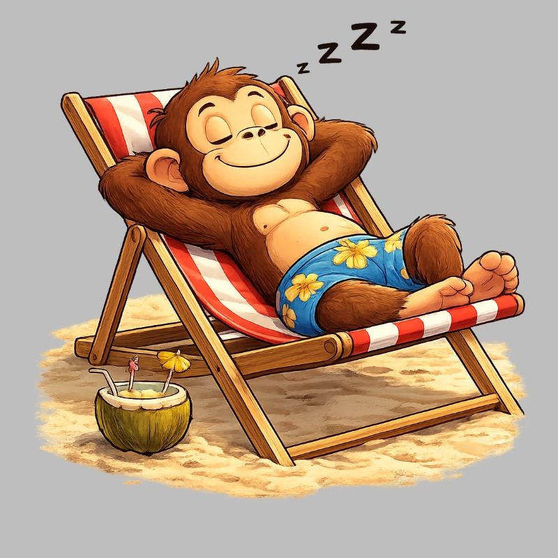 Tropical Nightcap Monkey on the Beach
