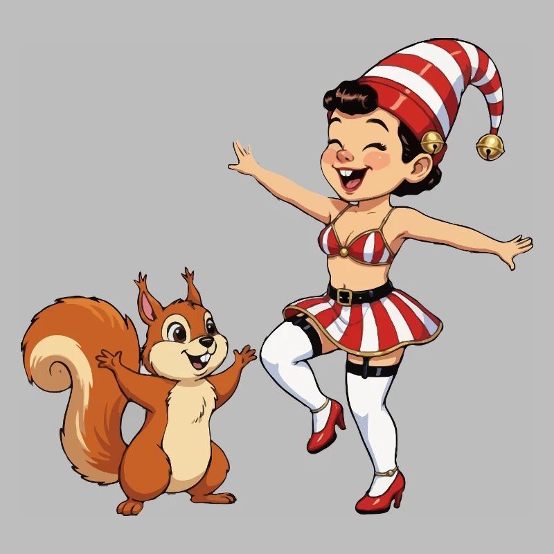 Fille lutin avec un écureuil